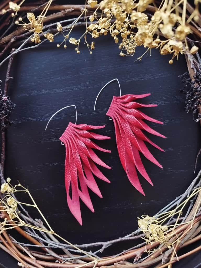 Ādas auskari "Valkīras spārni"