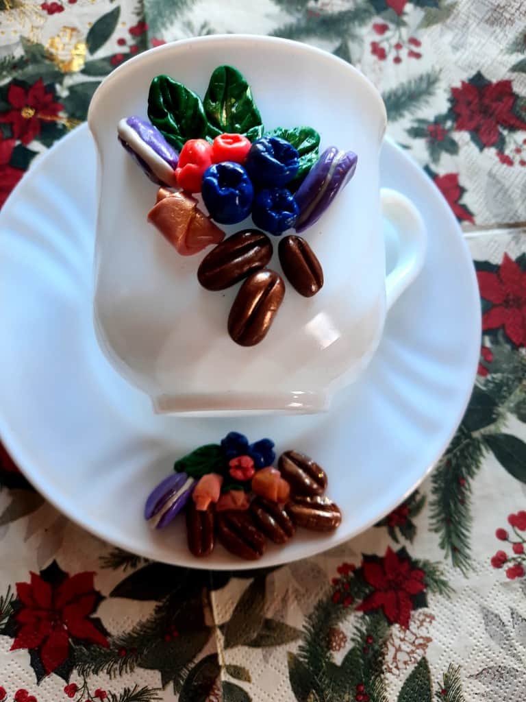 Tējas,kafijas krūze ar polimermālu dekoru 