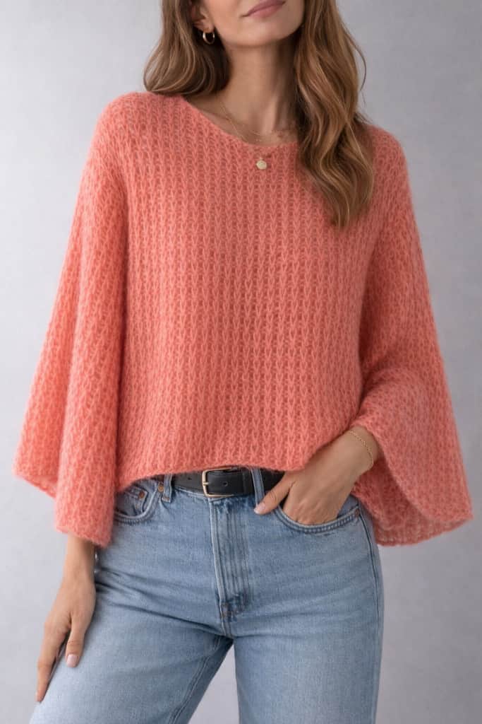 Mohēras džemperis koraļļu krāsā