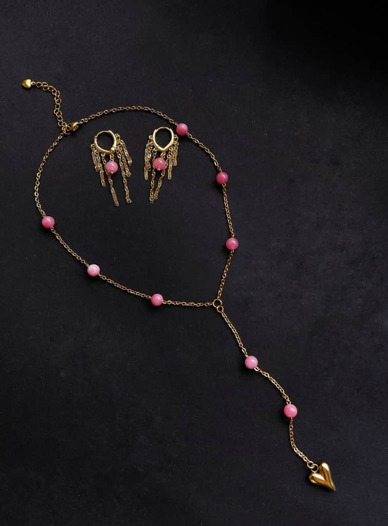 Komplekts kalcedona kaklarota + auskari