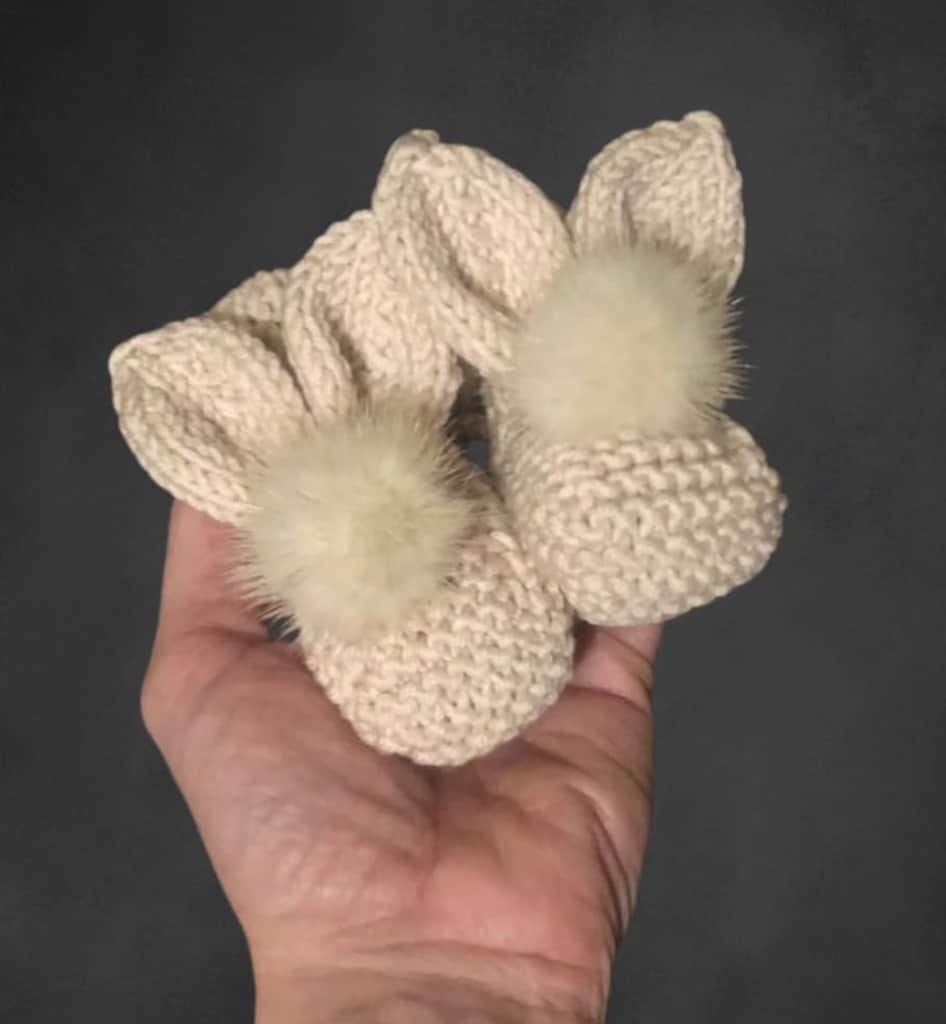 Zaķīš - zābaciņi ar dabīgās kažokādas bumbulīti