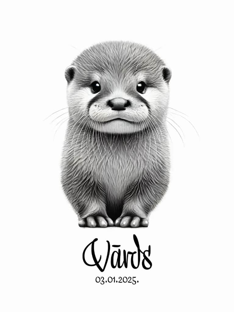 Bērna pēdu nospiedums, Personalizēts ūdrēna plakāts + nospieduma spilventiņš