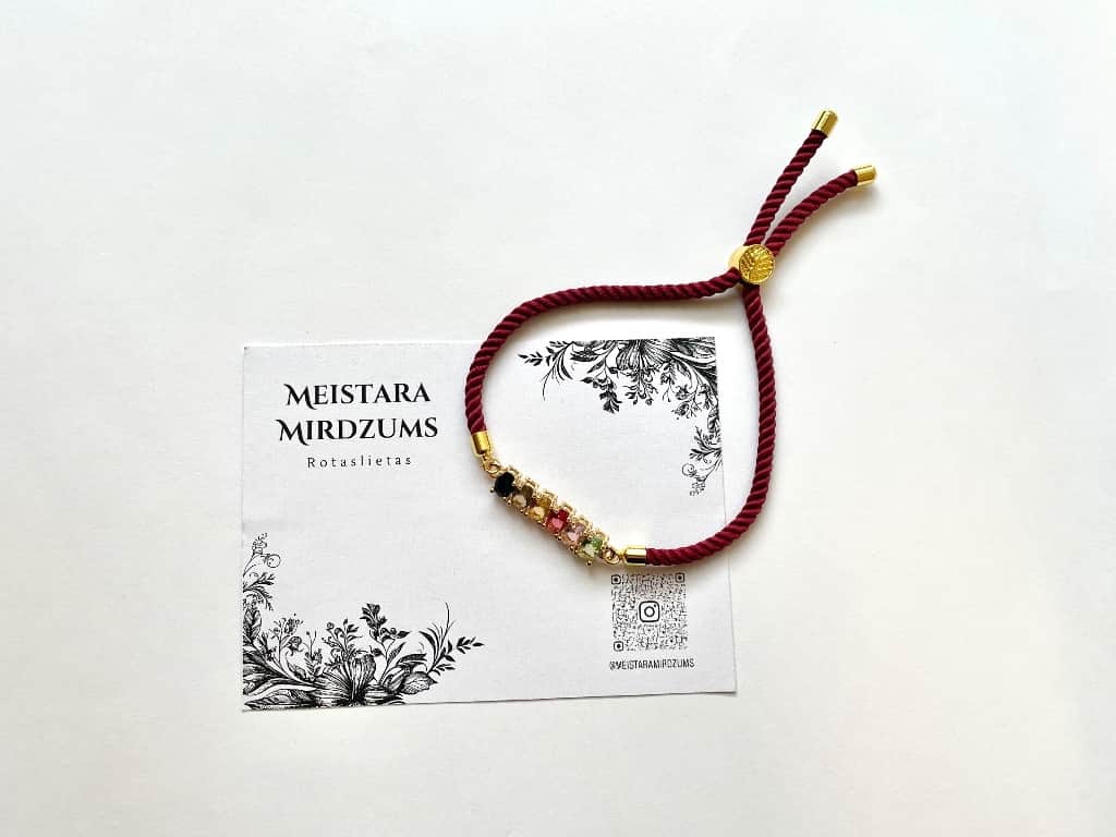 Kristāliņu rokassprādze (sarkana)