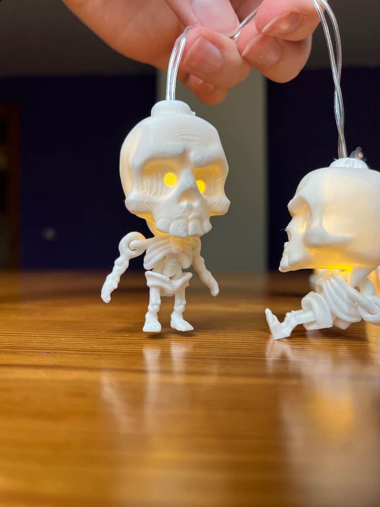 LED virtene ar 20 skeletiem – 3D printēts, Helovīnu dekors