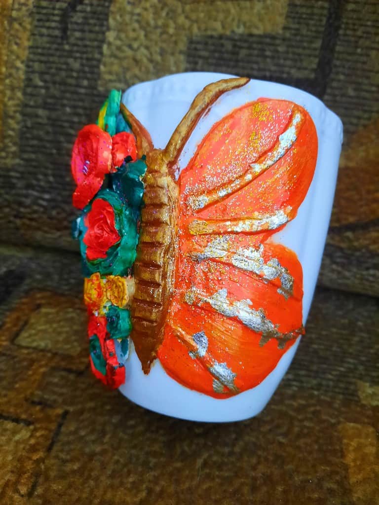 Tējas,kafijas krūze ar polimermālu dekoru 