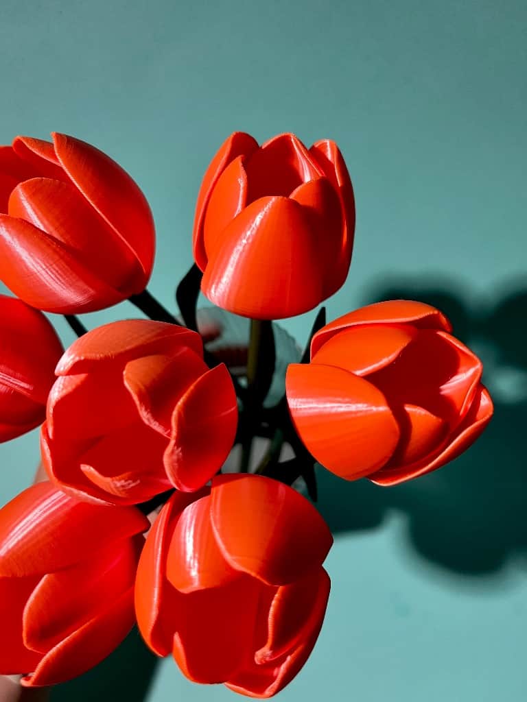 Tulpju kompozīcija vāzē - Saulriets