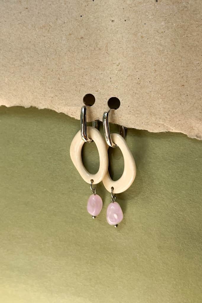 Rožu kvarca transformējami auskari