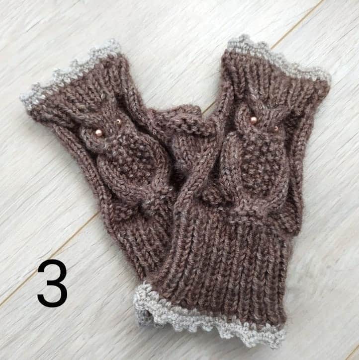 Bezpirkstu cimdi /Roku sildītāji,,Pūces*"/Aksesuārs sievietēm 