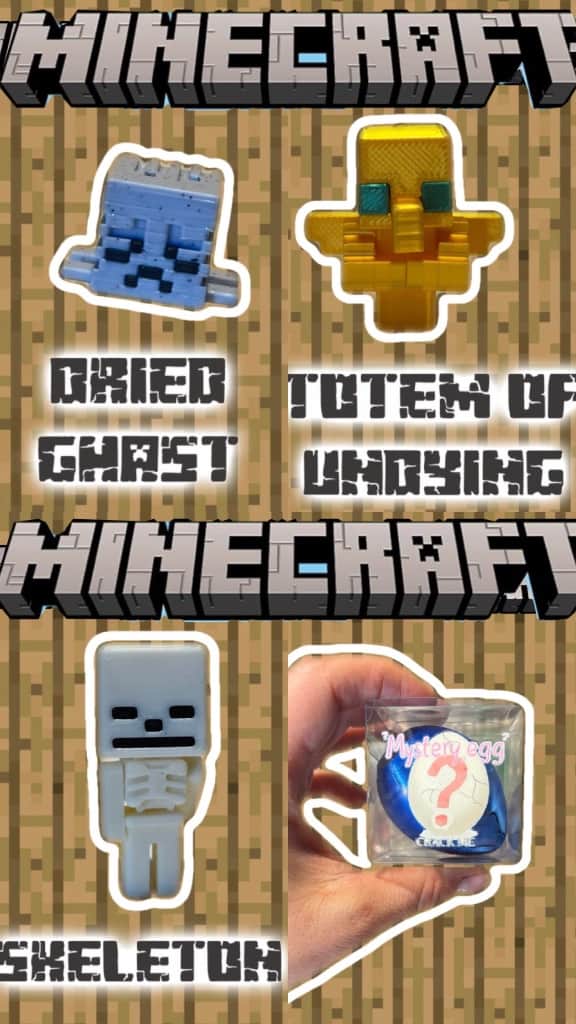 Pārsteigumu olas Eggsplode ar Minecraft kolekcijas figūriņām.