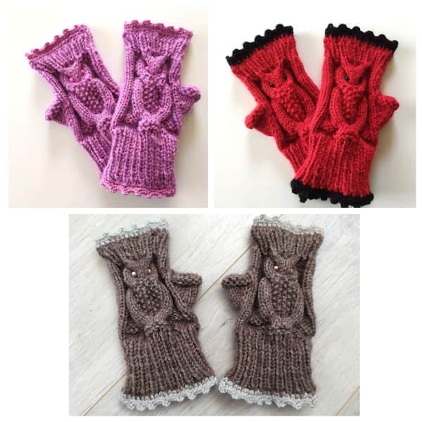 Bezpirkstu cimdi /Roku sildītāji,,Pūces*"/Aksesuārs sievietēm 