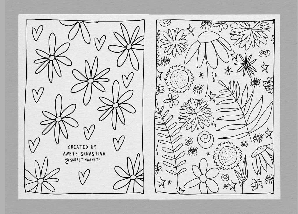 Pavasara krāsojamā grāmata | Aktivitāšu grāmata | Bērniem un pieaugušajiem krāsojamā grāmata