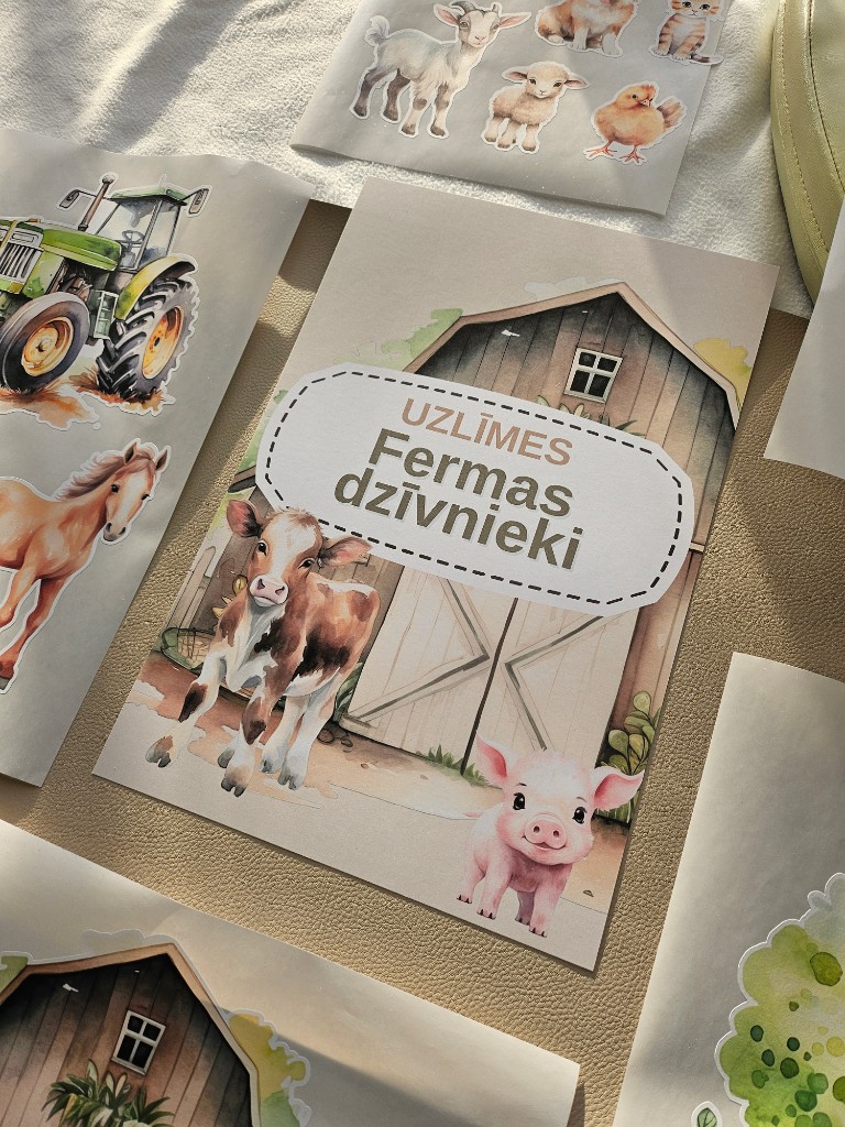 Līmpapīra uzlīmes "Fermas dzīvnieki"