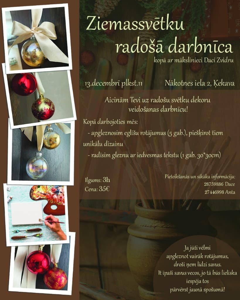 Ziemassvētku radošā darbnīca ar mākslinieci Daci Zvidru