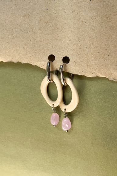 Rožu kvarca transformējami auskari