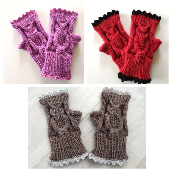 Bezpirkstu cimdi /Roku sildītāji,,Pūces*"/Aksesuārs sievietēm 