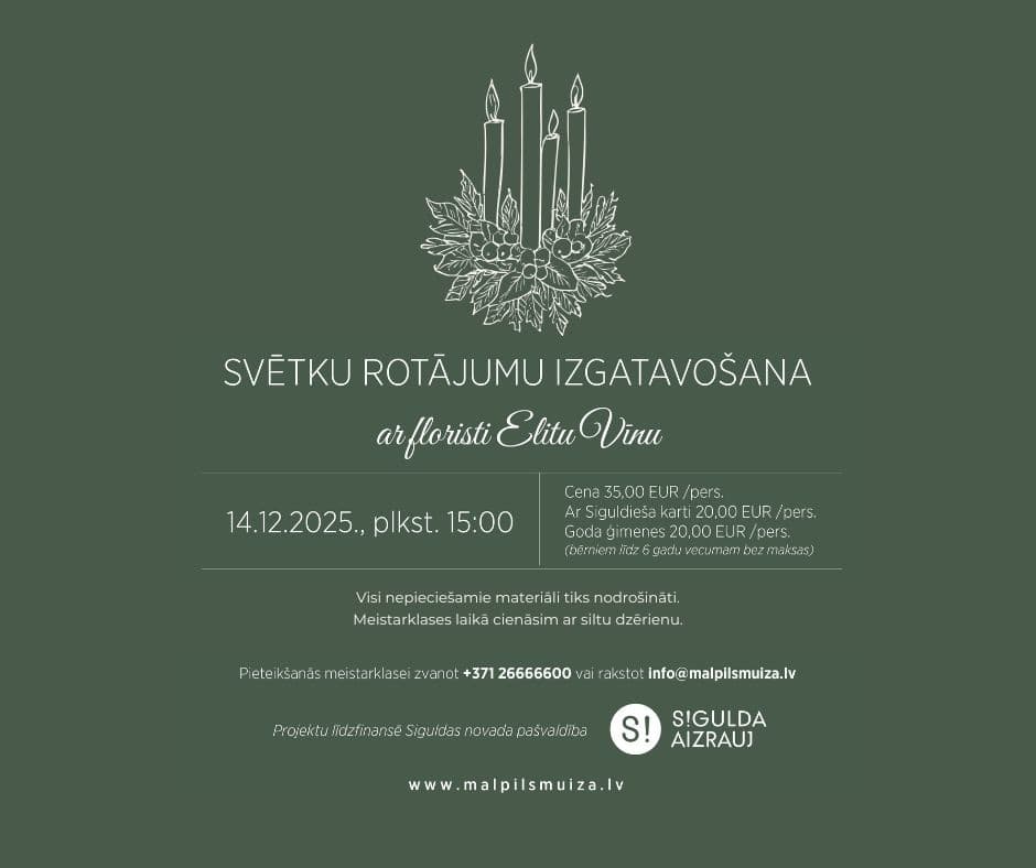 Svētku rotājumu izgatavošana ar floristi Elitu Vīnu