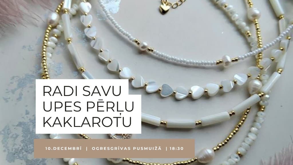 Radi savu upes pērļu kaklarotu